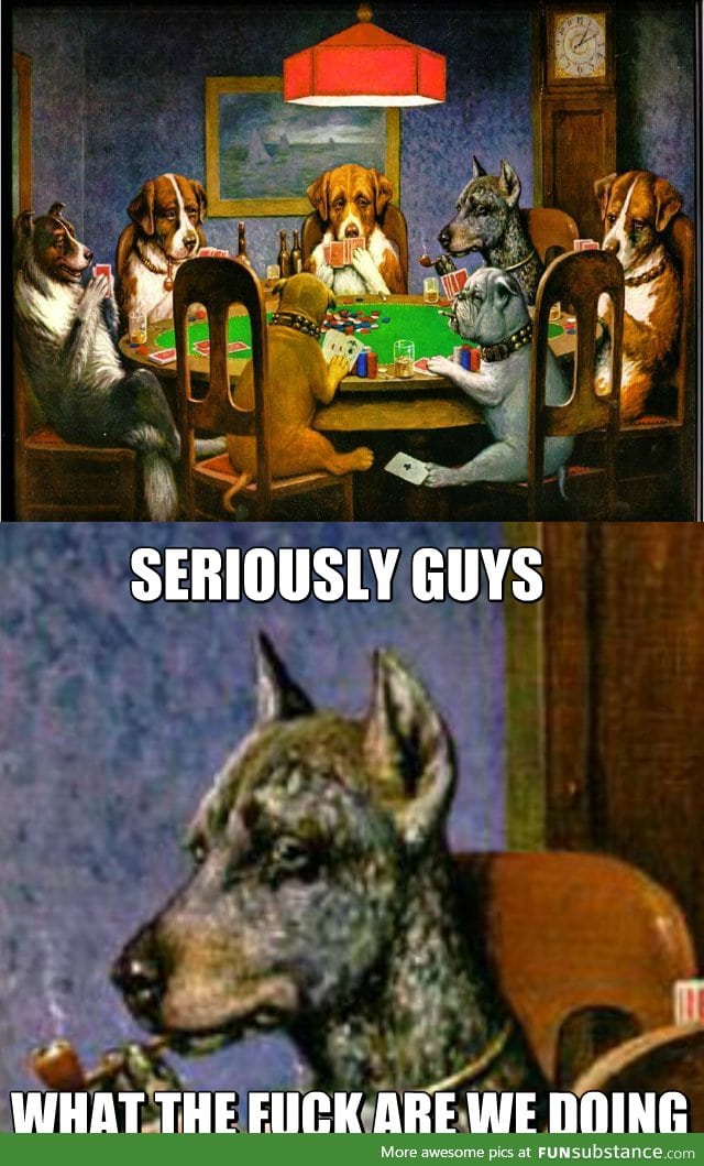 Dogs playing poker