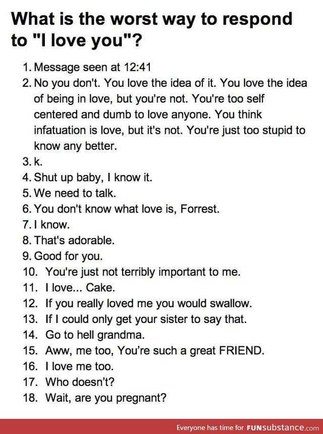 The worst ways to respond to "I love you"