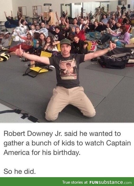RDJ wanted to watch Captain America with kifs