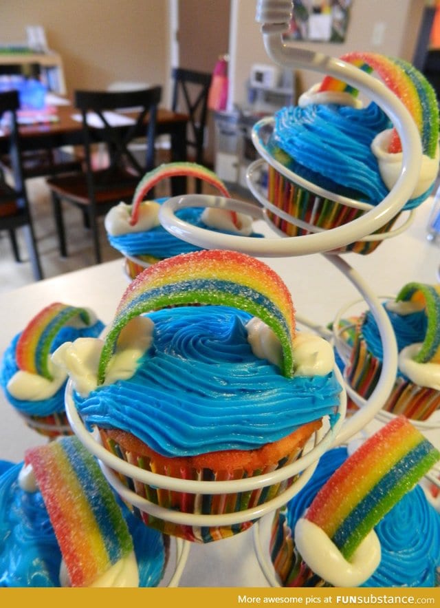 Rainbow cupcakes for a kid's bday party