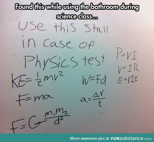 Bathroom stall for physics test
