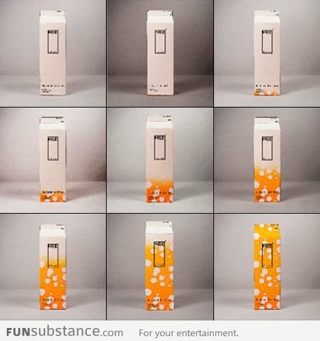 Milk carton changes color when it gets closer to expiry