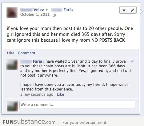 Disproving chain letter like a boss