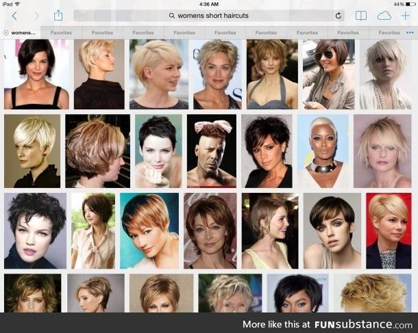 I need a haircut. I googled "womens short haircuts" for ideas. One stood out