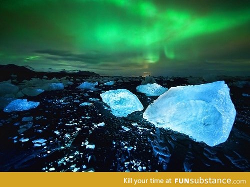 Amazing ice crystals near the aurora borealis