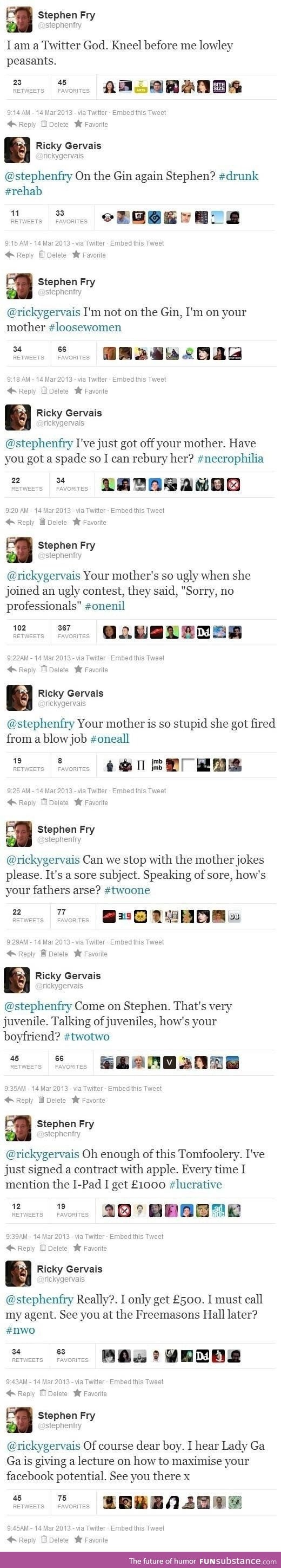 Ricky Gervais vs Stephen Fry
