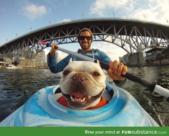 Kayaking makes him happy