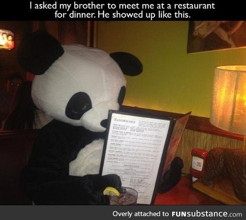 "I'll just wear my panda costume and come."