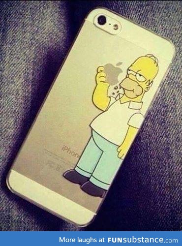 Homer Simpson eating "Apple" iPhone case