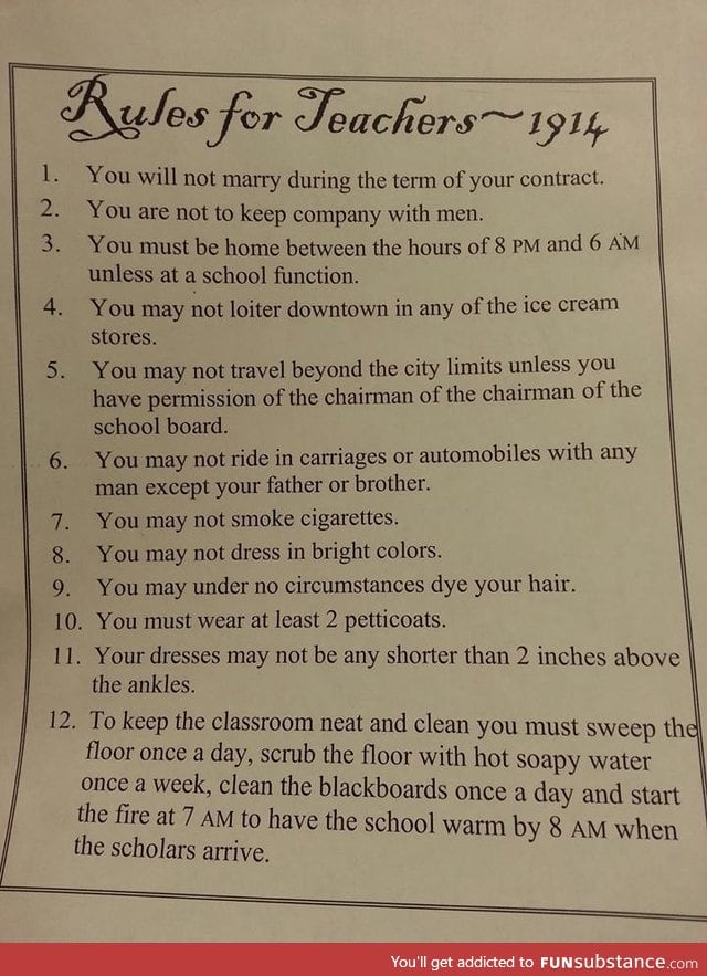 1914 rules for teachers