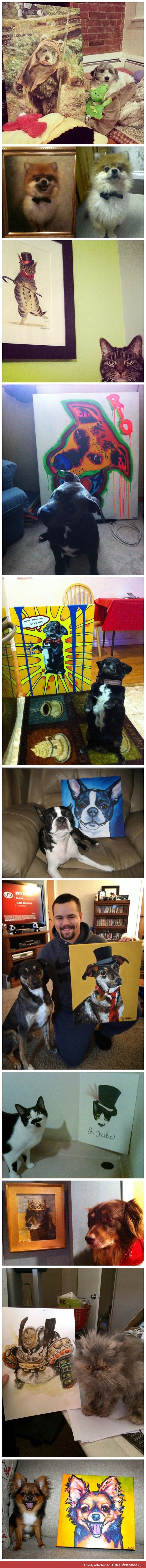 Animals Posing With Portraits of Themselves
