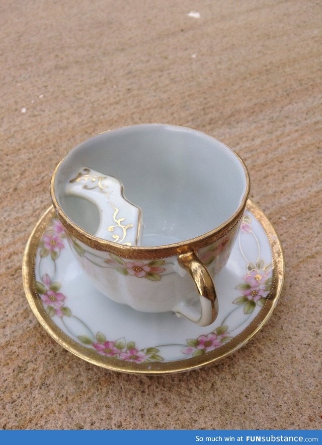 Antique tea cup for men that keeps your moustache clean and dry