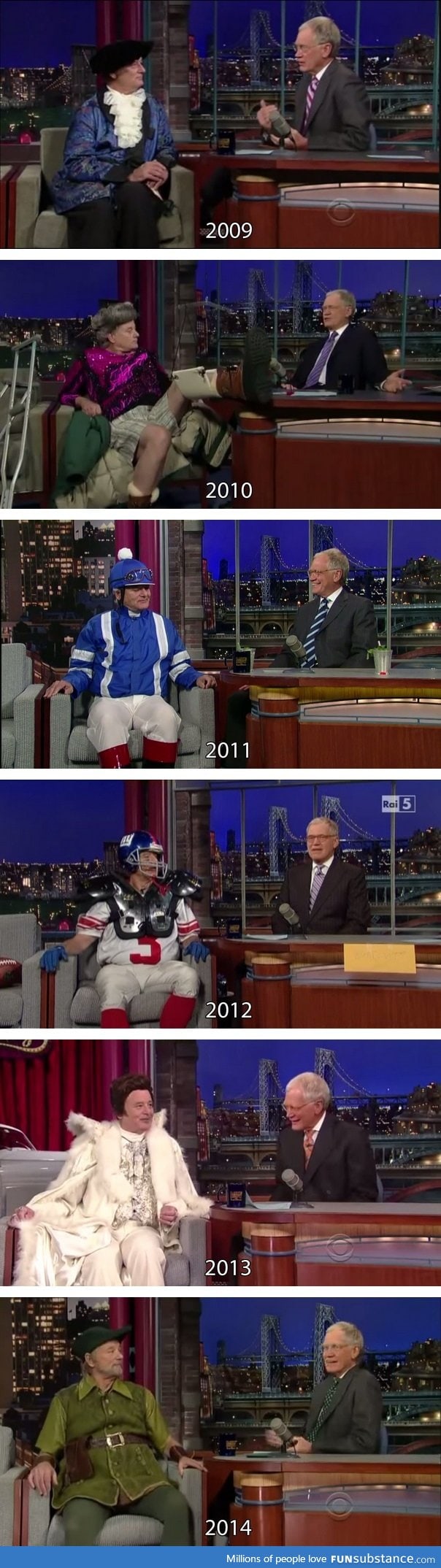 Bill Murray's outfits on The Late Show
