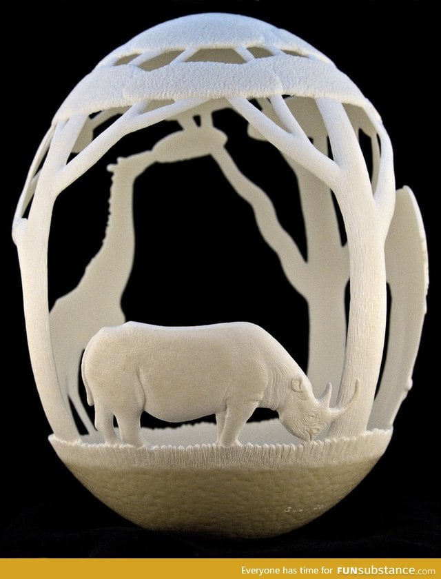 Carved ostrich egg