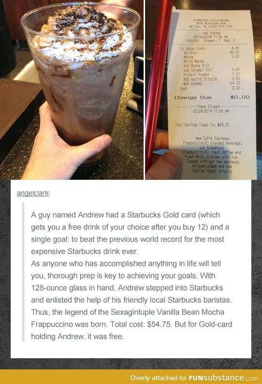 Most expensive starbucks drink ever