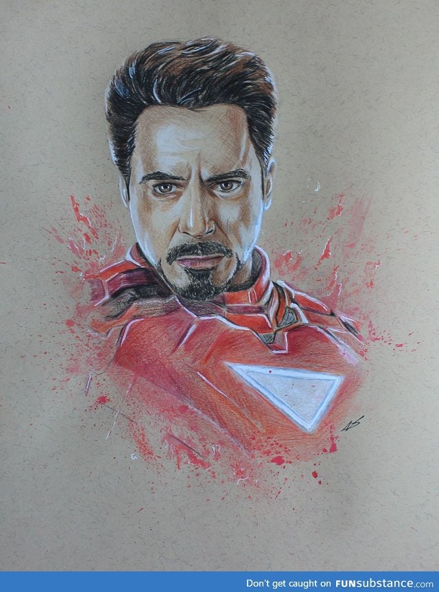 Epic drawing of RDJ as Iron Man a friend drew for me : D
