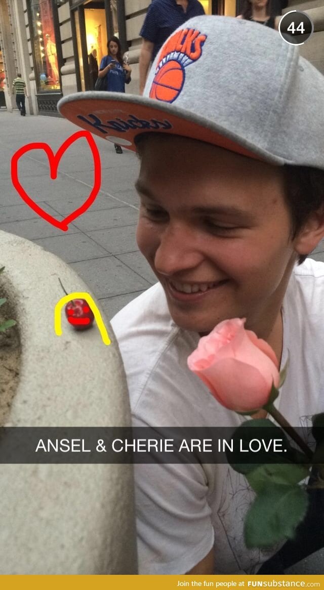 Ansel Elgort and his new girlfriend XD <3 (thanks to Jerome Jarre's snapchat)