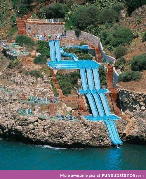 Superslide into the Mediterranean Sea, Sicily, Italy