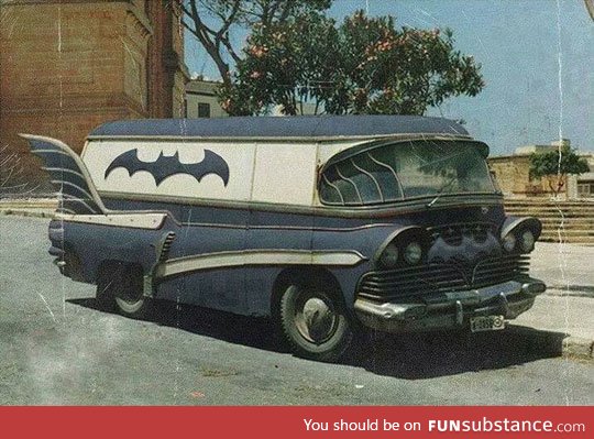 A vintage batmobile van