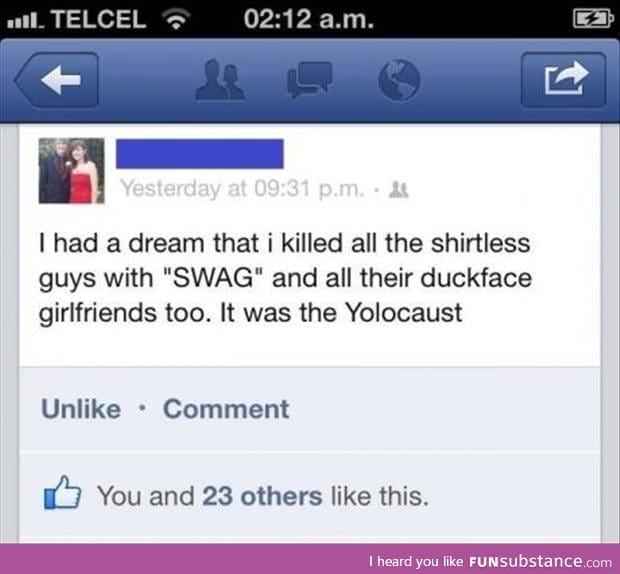 Swiggity swooty you'll get no more duck faced booty...