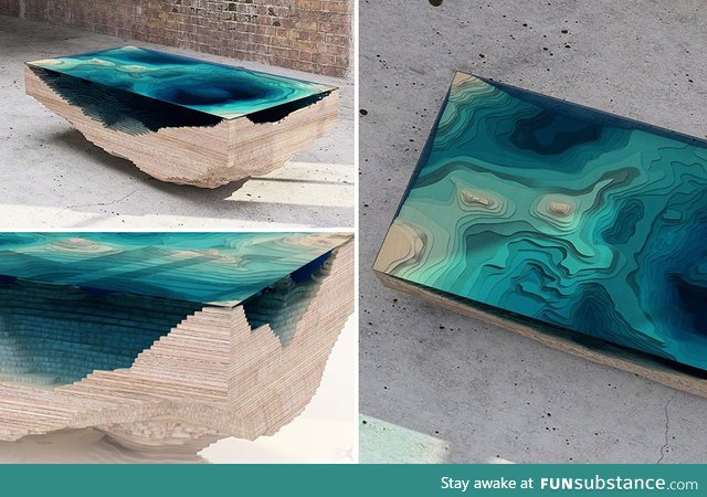 Table made of multilayered glass