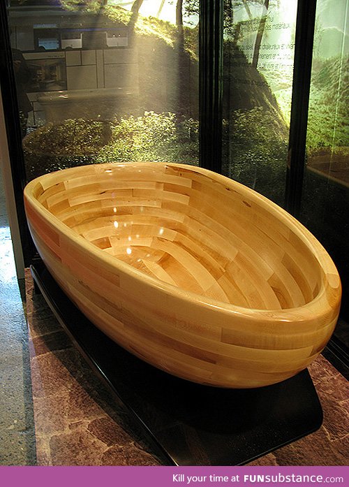 Beautiful wooden bathtub
