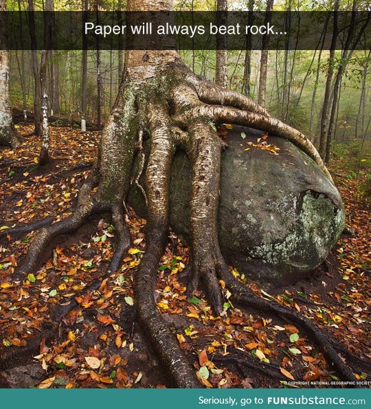 Paper beats rock