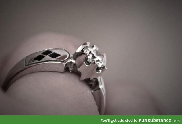 Harley Quinn engagement ring.