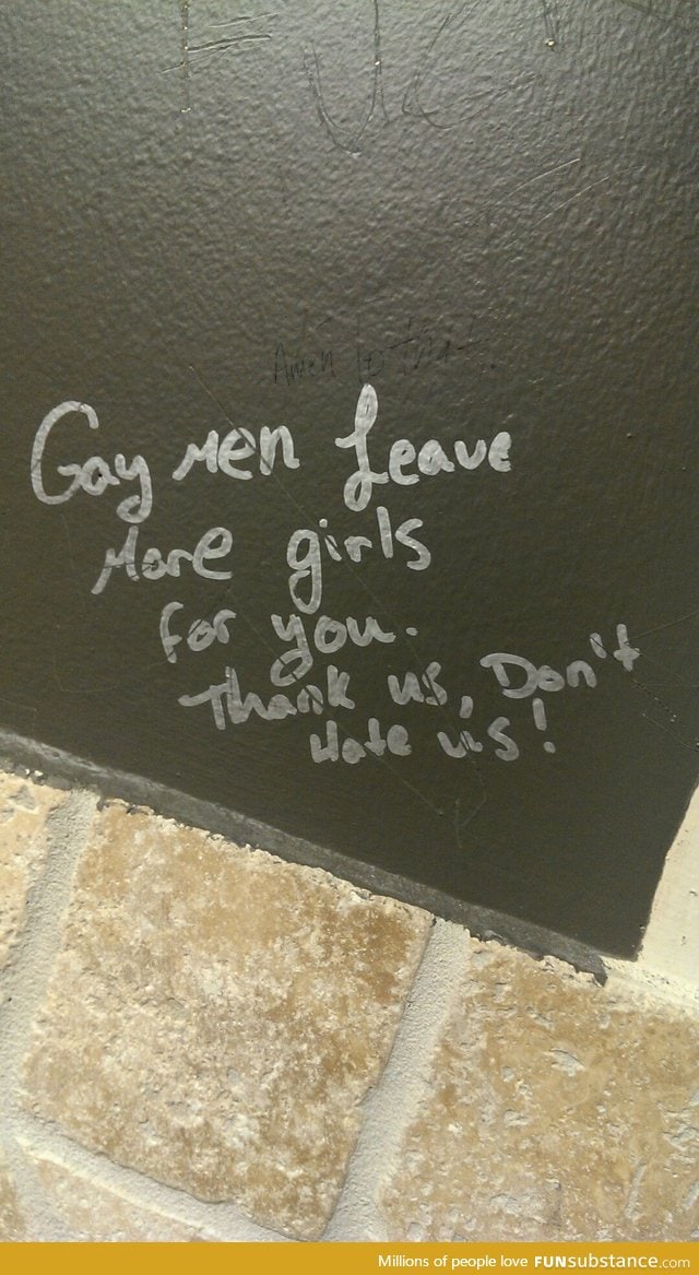 The men's bathroom wall actually making some sense on the topic of homophobia