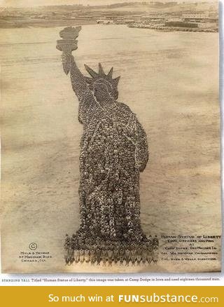 18,000 soldiers form the Statue of Liberty in 1819