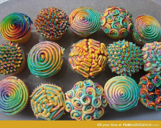 Psychedelic cupcakes