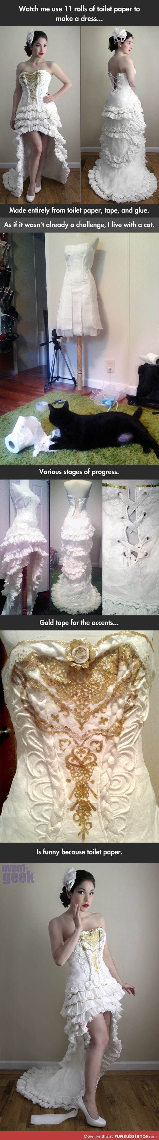 Dress made out of toilet paper