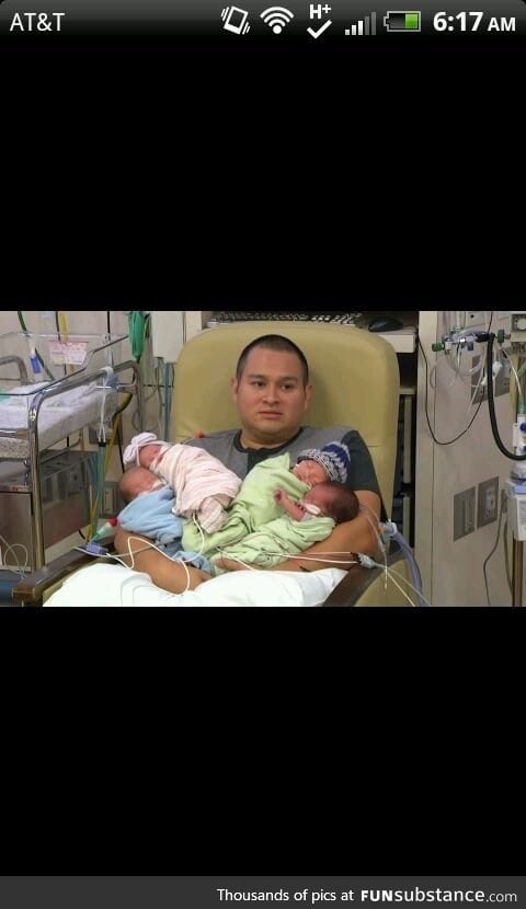 The face of a new father of quadruplets