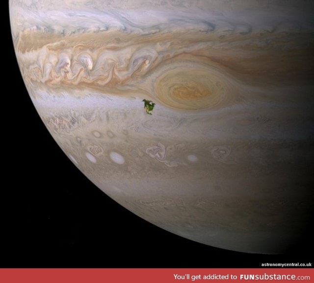 Size comparison of North America to Jupiter