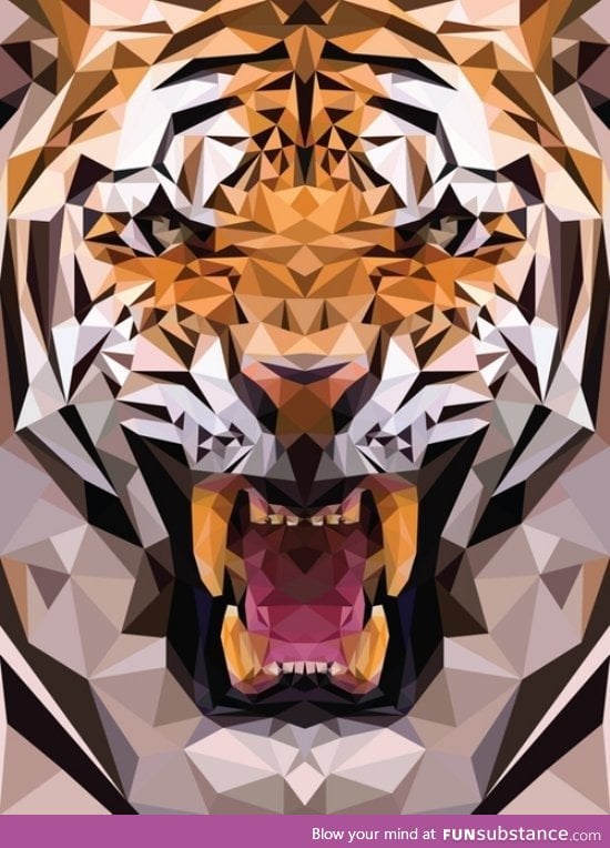 Geometric tiger made from triangles