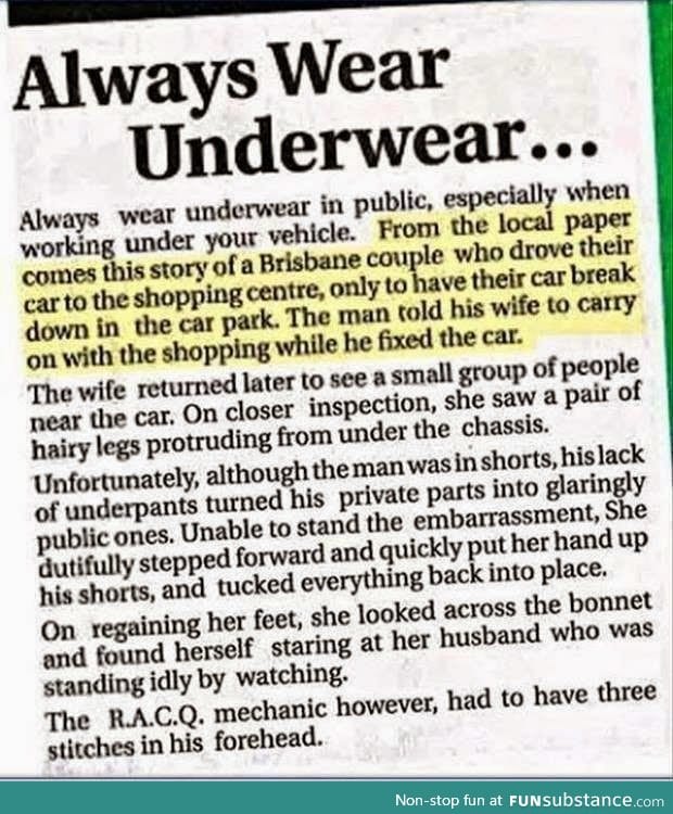 Why you always need to wear underwear!