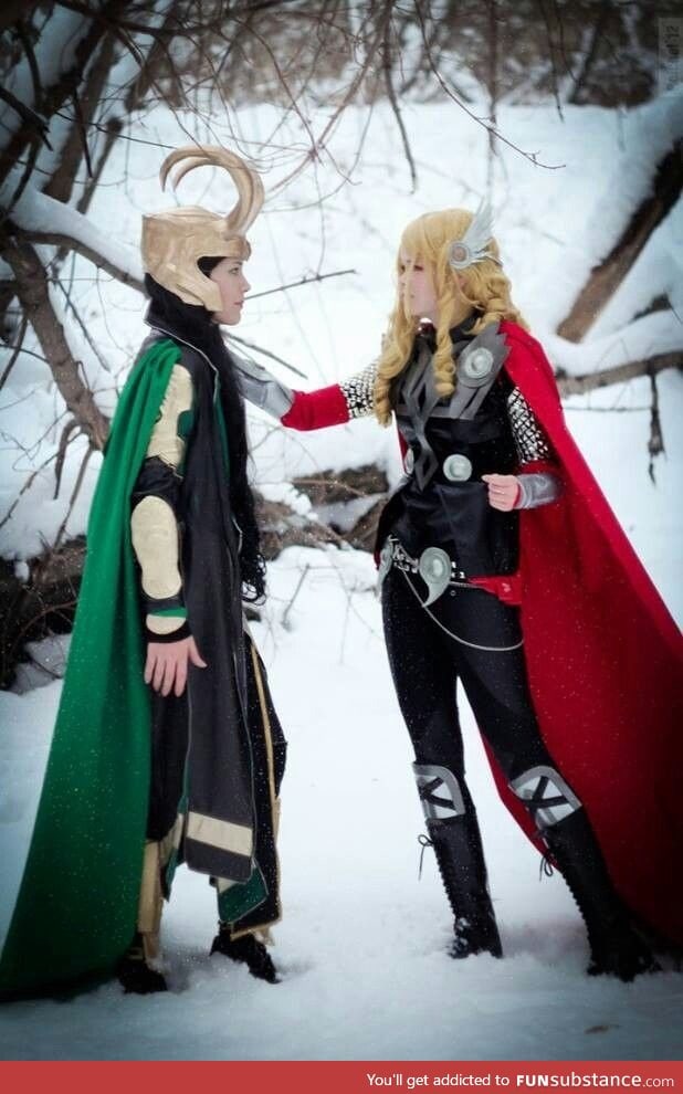 Female Thor and Loki cosplay