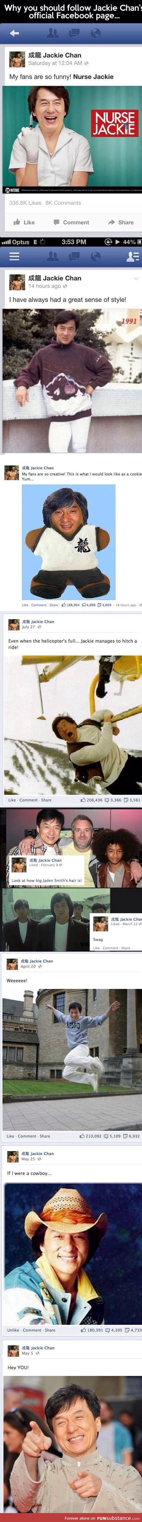 Why you should follow Jackie Chan's official facebook
