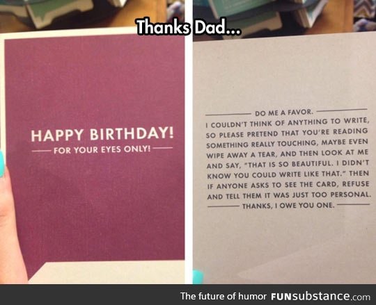 Birthday card from dad