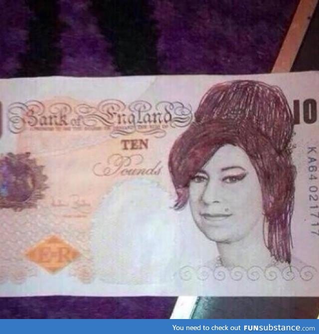 So if you draw a wig on the queen, she looks like Amy Winehouse.