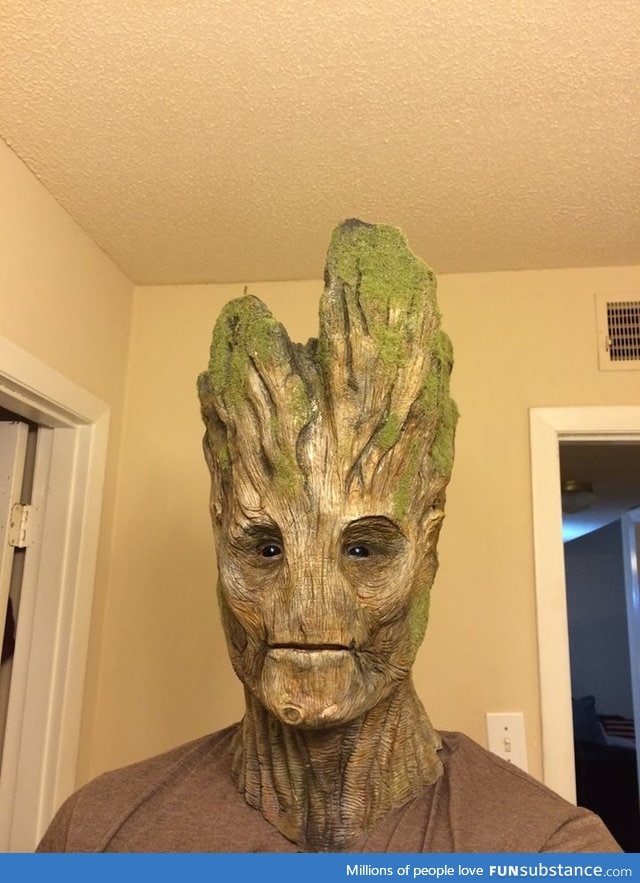 Groot done with makeup and practical FX