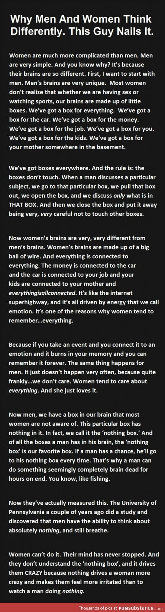 Why men and women think differently