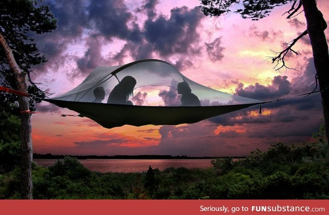 Sleep in the Trees with this Floating Hammock-Tent