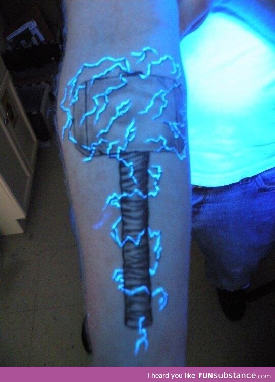 UV Thor tattoo under a black light