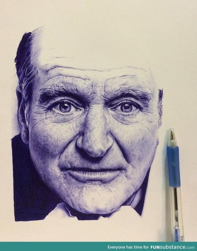 Robin Williams ballpoint pen drawing