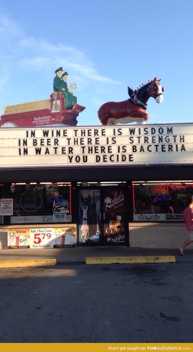 Sign at a liquor store