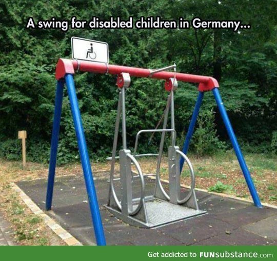 A special swing for wheelchair users