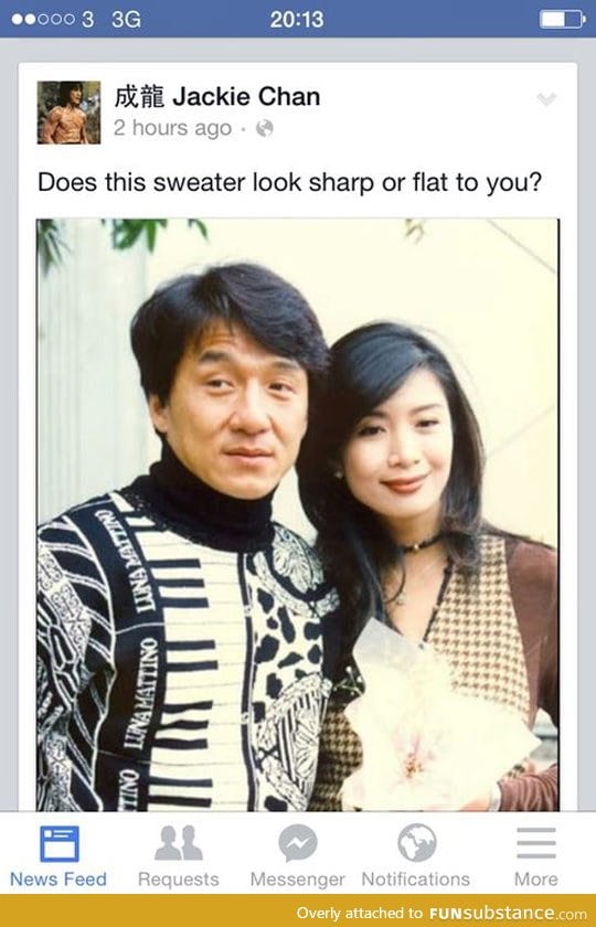 Jackie chan sweater humor