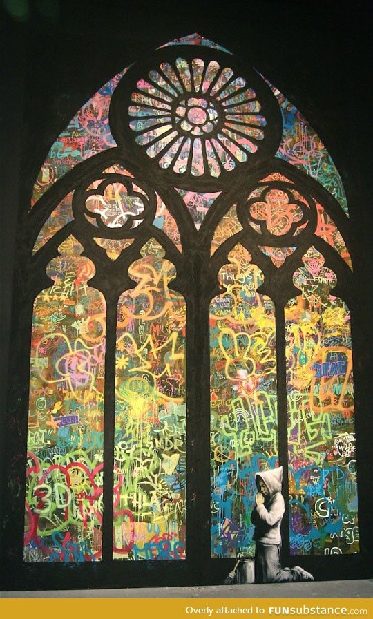 Banksy's stained glass