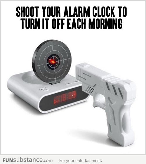 Gun and target alarm clock